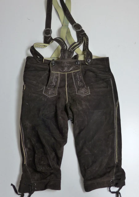 "Distler"" pantaloni al ginocchio tradizionali in camoscio da uomo con stoviglie taglia 48 marroni" "Distler"" pantaloni al ginocchio tradizionali in camoscio da uomo con stoviglie taglia 48 marroni"