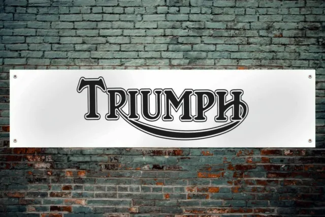 TRIUMPH MOTORCYCLES LOGO Black Banner Garage Workshop Sign PVC ...