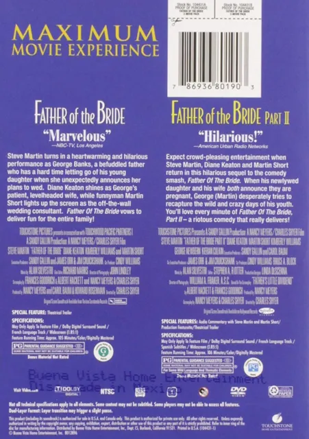 Father Of The Bride/Father Of The Bride 2 2-Movie Collection (DVD) Steve Martin 2