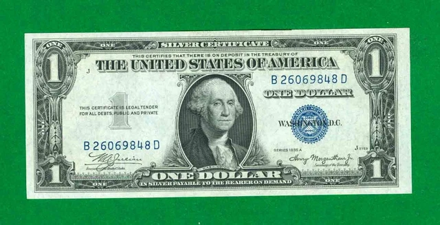 $1 1935-A 1 B/D Block Blue Seal Silver Certificate Cu.