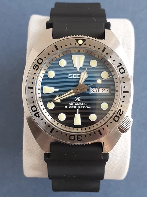 SEIKO MOD Blue Wave STO Dial in Turtle Case 139.00 PicClick UK