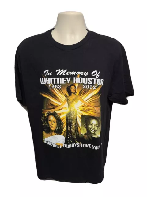 In Memory of Whitney Houston Queen of Pop Will Always Love Adult Black XL TShirt