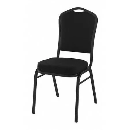 National Public Seating 9360-Bt Stack Chair,Black Fabric,Black Frame