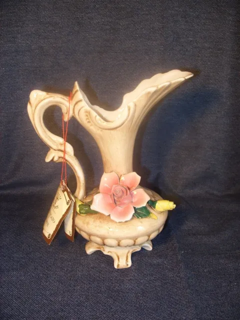 Genuine Capodimonte Porcelain Floral Urn Style Flower Vase With Tags EUC