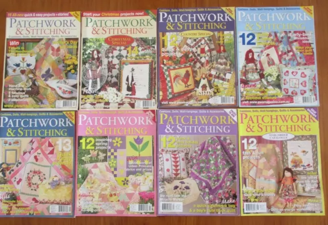 PATCHWORK & STITCHING MAGAZINES  BULK LOT Patterns Sew Vol 2 - Vol 8 2003 - 2008