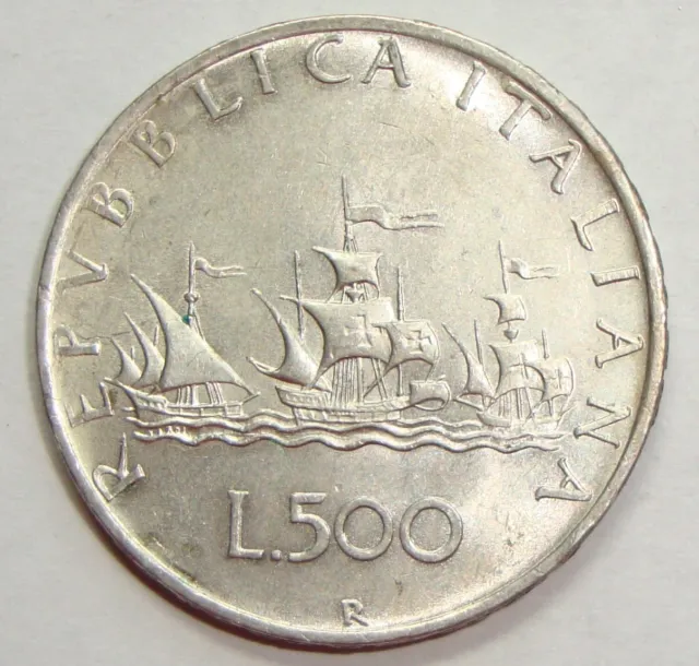 1960 Italy Five Hundred 500 Lire Silver World Coin