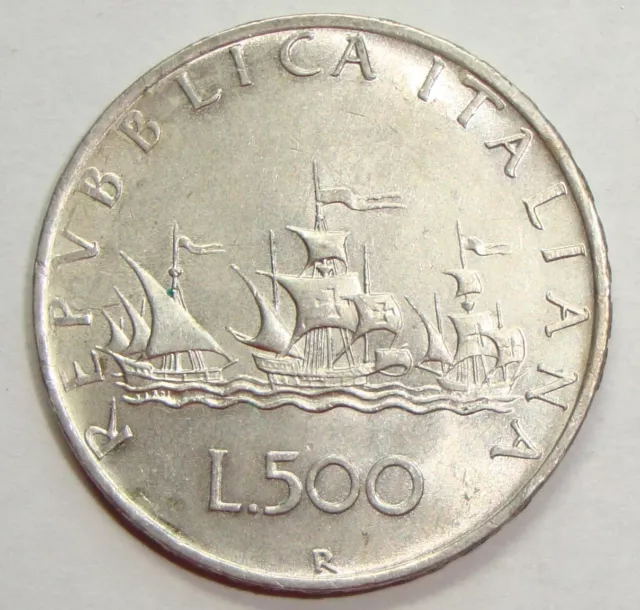 1960 Italy Five Hundred 500 Lire Silver World Coin 1960 Italy Five Hundred 500 Lire Silver World Coin