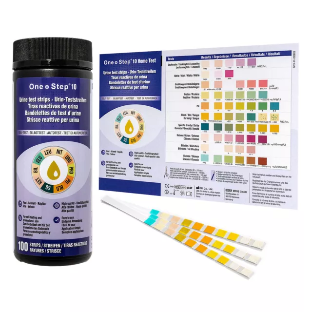 Urine Test Strips 10 Parameter Diabetes, Ketone, UTI Infection, Liver, pH &more