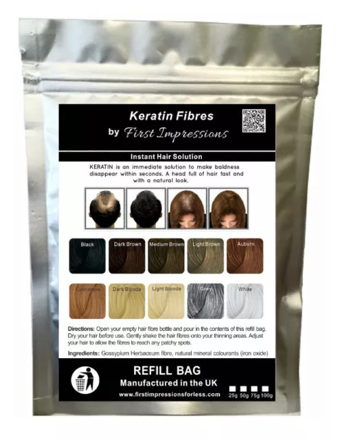 LIGHT BROWN 75g - Hair Thickening Building Fibers Refill bag