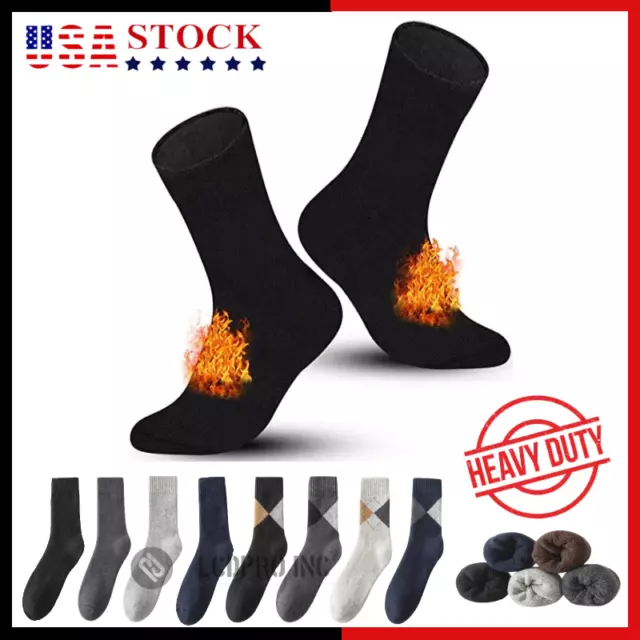 8 Pairs Mens Heavy Duty Winter Warm Thermal Wool Heated Work Crew Boots Socks US