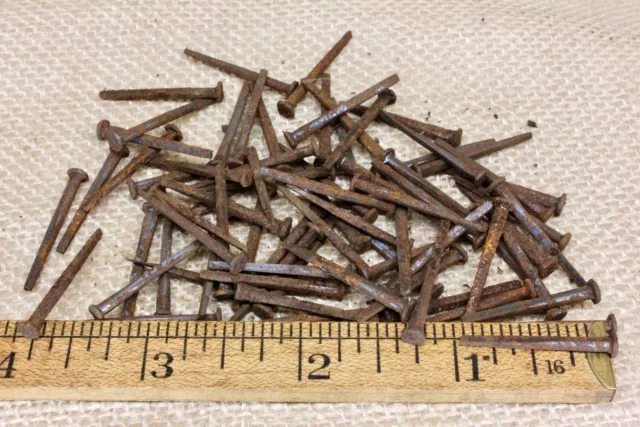 1” Old Square Nails 75 Real 1850’S Vintage Rusty Patina 5/32” Small Head Brads