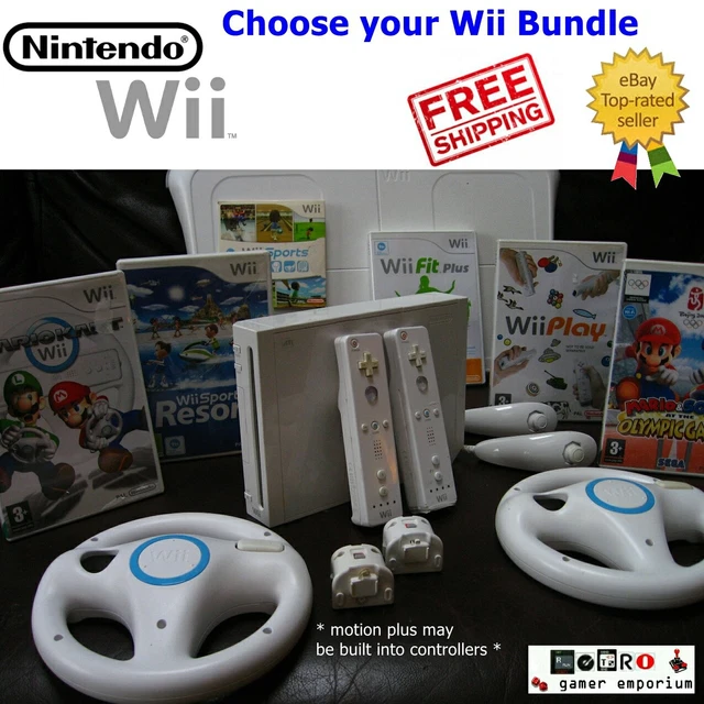 Nintendo Wii Console Bundle, Fit Board, Mario Kart, Sports Games - Select Option