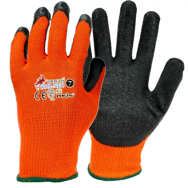 Arbeitshandschuhe 12 Paar Schutzhandschuhe Handschuhe Orange Latex Gr.7 - 11 NEU