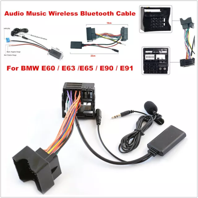 Car Audio Wireless Bluetooth Aux Input Cable Adapter Wire Harness For BMW E60 90
