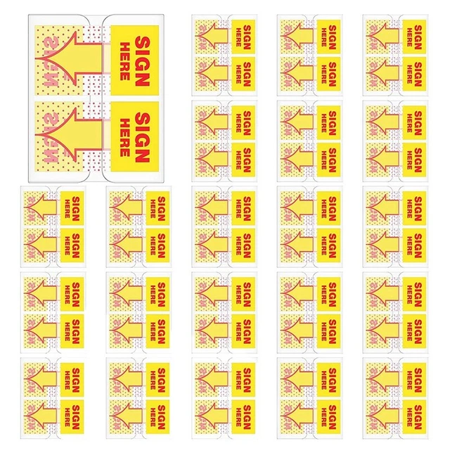 300 Piece Sign Here Flags with Dispenser Arrows Flag, 1 Inch (Yellow) L4J98452