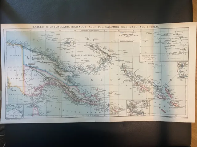 antike Landkarte Deutsche Kolonien Kaiser Wilhelms - Land & Bismarck - Archipel