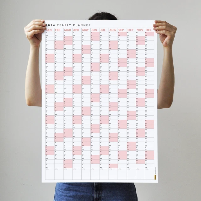 POWDER PINK 2024 Wall Calendar, 2024 Wall Planner, 2024 Year Planner