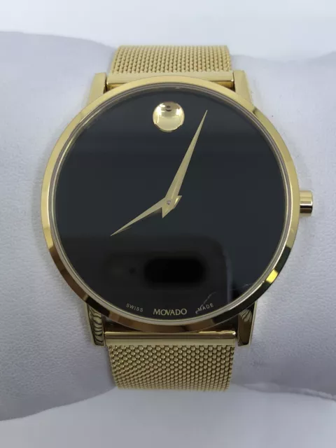 Movado Museum Classic SWISS Black Dial Stainless Steel Mesh Men's Watch 0607396