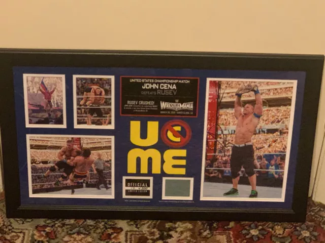 Wrestlemania 31 John Cena Signed plaque (12 out of 500) Inc Piece Of Ring Mat