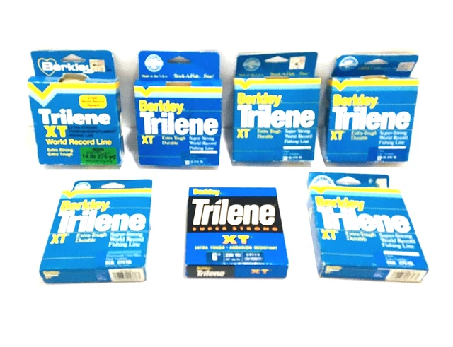Lot of 7 Berkley XT Trilene Strong Fishing Line 6, 10, 12, 14LBS Green & Clear