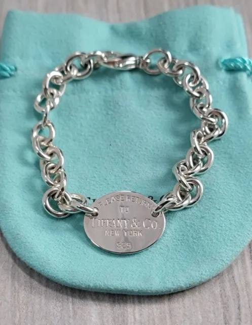 Tiffany & Co Sterling Silver Return to Tiffany Oval Tag Link Bracelet 7.5"