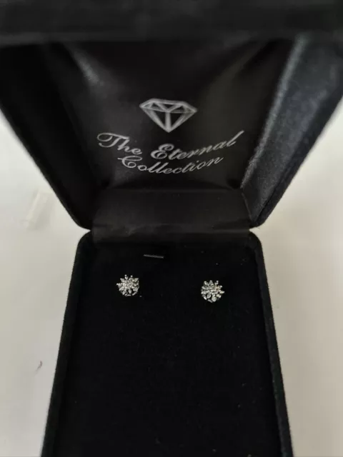 Avon Abellina Diamond Earrings, The Eternal Collection, Sterling Silver 925, New