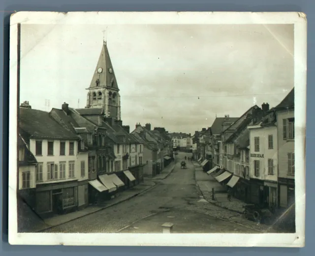 France, Breteuil (Oise), Rue de la République Vintage Silver Print.  Print a