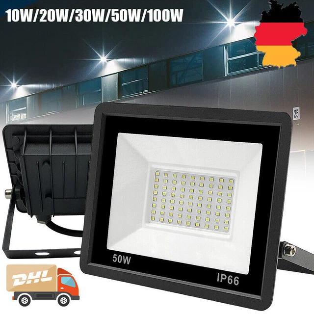 LED Fluter Flutlicht Strahler Scheinwerfer Außen Baustrahler 10-100W Lampe DE