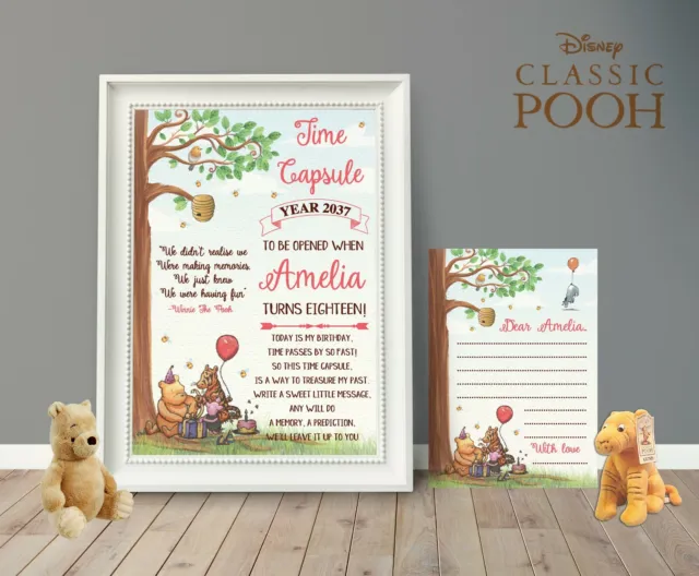 Personalisierter klassischer Winnie The Pooh Zeitkapseldruck & Zeitkapselkarten