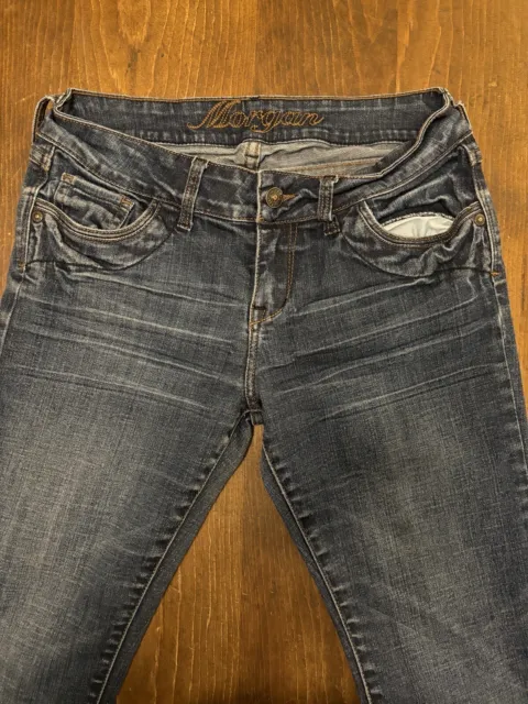 Morgan dELiA*s Jeans Womens 5/6 Blue Dark Wash Straight Low Rise Stretch