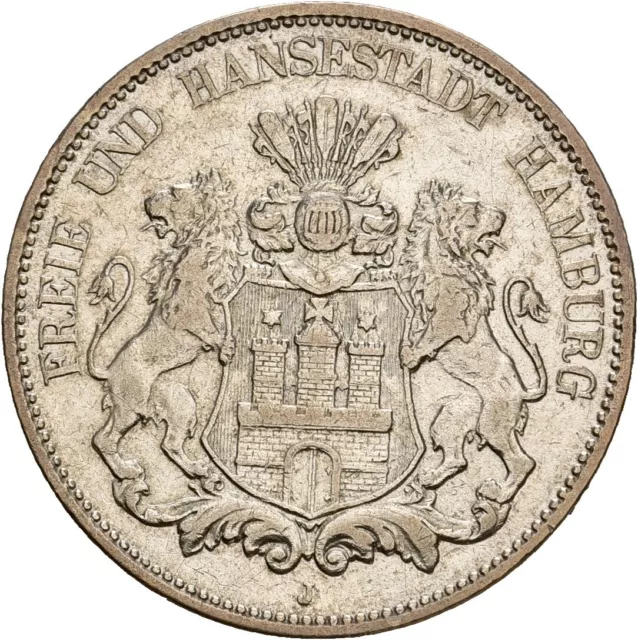 Künker: Hamburg, 5 Mark 1900 J, Silber