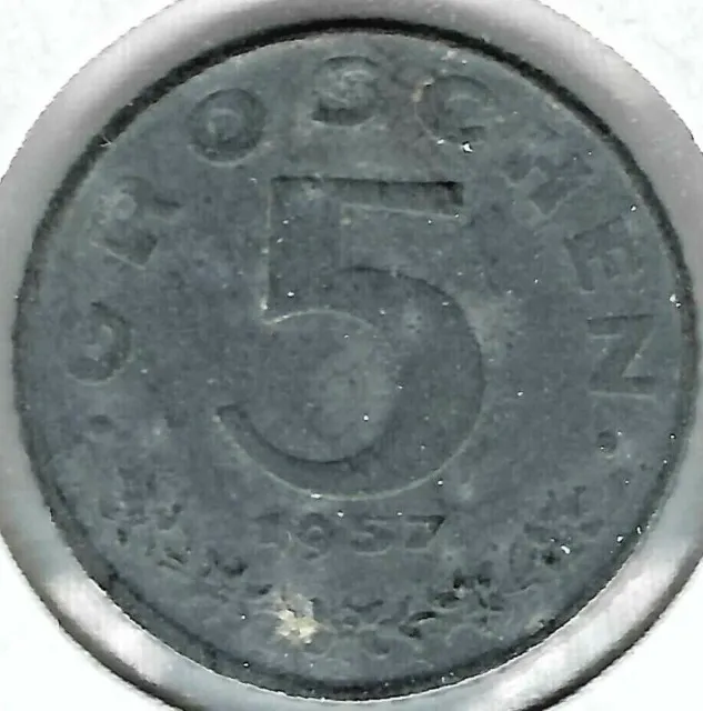 1957 Austria  Zinc 5 Groschen Coin!