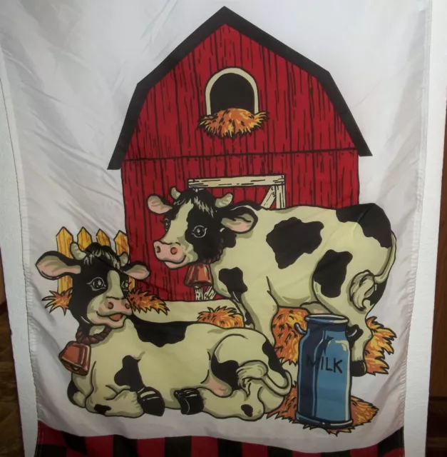 Vintage Milk Cow Banner/Flag W Red Barn - 41" x 27"...................b 2