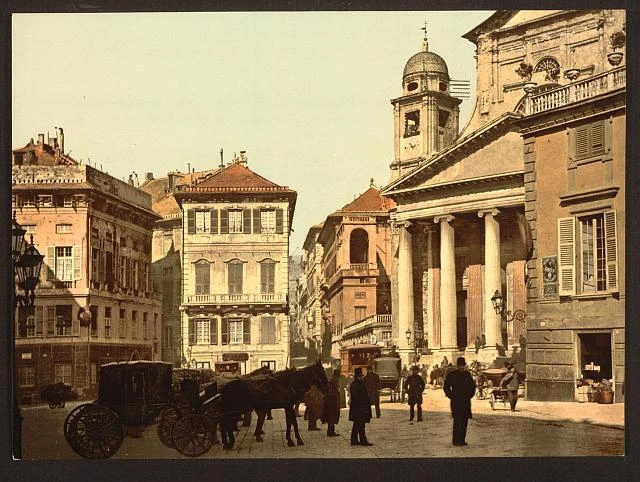 Piazza dell'Annunziata Genoa Italy c1900 OLD PHOTO