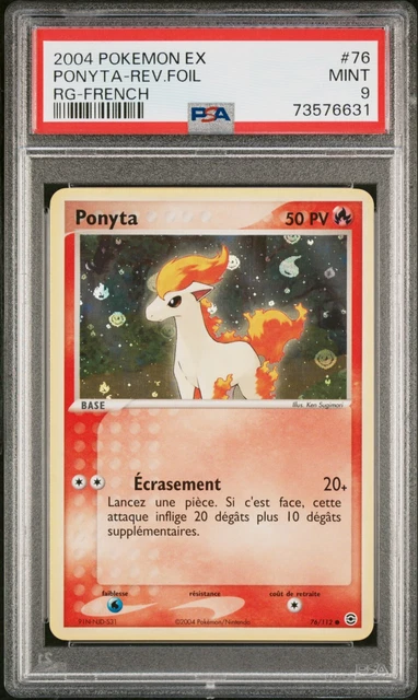 🇫🇷 Ponyta Reverse 76/112 PSA 9 Rouge Feu Vert Feuille Bloc Carte Pokemon Fr 💫