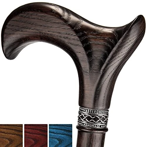 Handmade Ergonomic Walking Cane for Men and Women - Stylish Derby Oak Wood