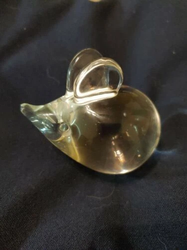 Vintage SWEDEN Art Glass Mouse Paperweight Crystal Figurine 2.5" Tall