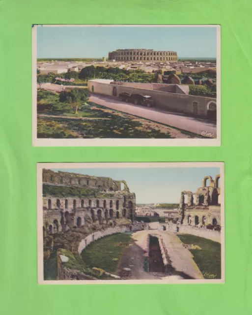 9380 - El-Djem (Tunesien) - Amphitheater - 2 Ak ca. 1920