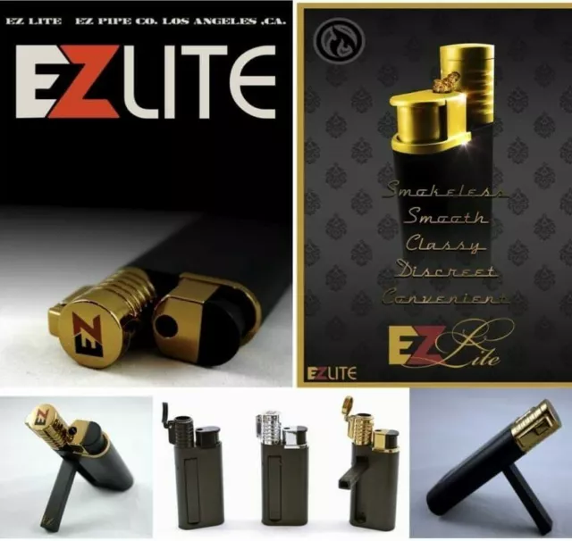 EZ LITE 2 Pack Refillable Butane Lighter Pipe Smokeless Wind Proof Discreet