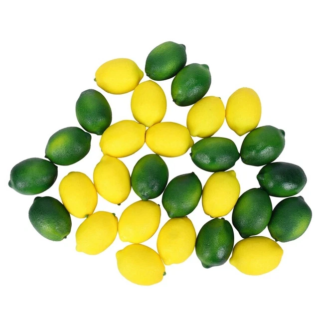 28 piezas / Juego de limones y limas costeros frutas artificiales guinas decorativas