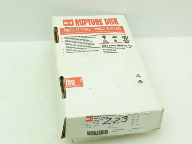 BS&B Safety Systems VD-Z-23 Rupture Disk 2" Type DV 75 PSIG @ 300°F