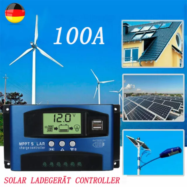 100A 12V-24V MPPT Solar Ladegerät Controller Panel Regler Daul USB LCD Digital