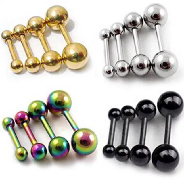 1Pair Mens Stainless Steel Ball Barbell Ear Studs Piercing Earrings 3/4/5mm