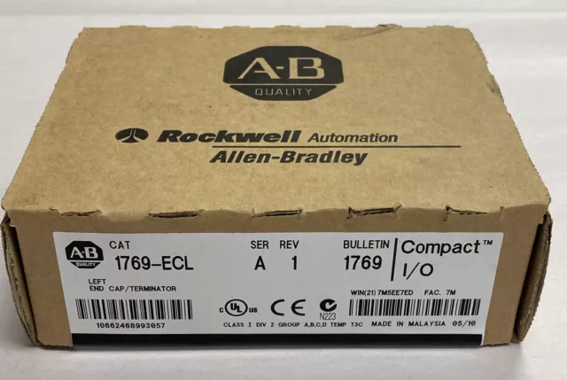 New AB 1769-ECL SER A REV 1 Left End Cap / Terminator Factory Sealed US