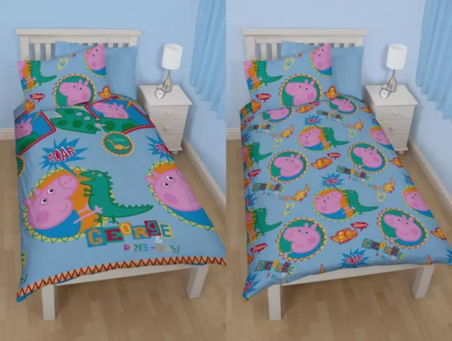 Kids PEPPA PIG GEORGE doona cover pillowcase set SINGLE bed NEW