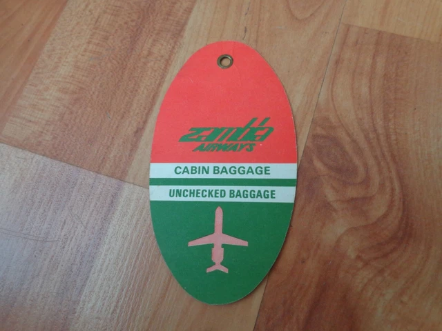 Vintage 1970'S Zambia Airways Cabin Luggage Hand Baggage Airlines Label Tag