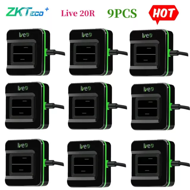 9Pack ZKTeco Live 20R Fingerprint Reader Fingerprint Reader ID Scanner USB Port