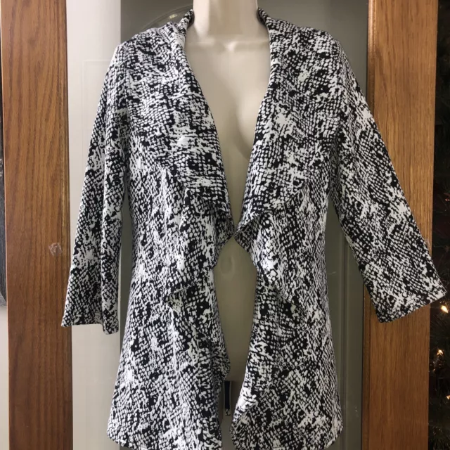 Calvin Klein black and white open front cardigan jacket size