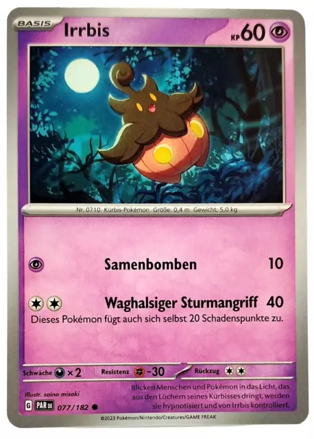 Pokemon Karte: Irrbis 077/182 Paradoxrift Deutsch NM