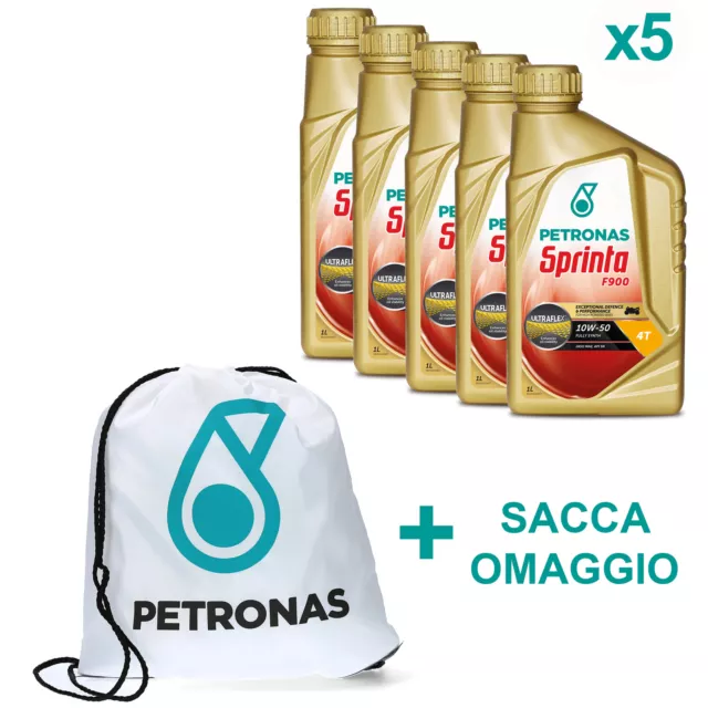 Olio Motore 4 Tempi 4T Sintetico PETRONAS Sprinta F900 10W-50 Kit 5L + Gift